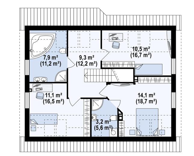 Rzut poddasza POW. 83,7 m²