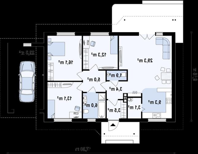Rzut parteru POW. 123,1 m²