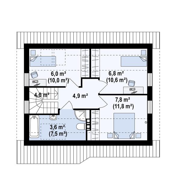 Rzut poddasza POW. 48,7 m²