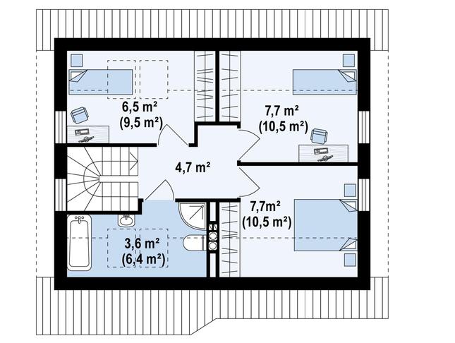 Rzut poddasza POW. 43,0 m²