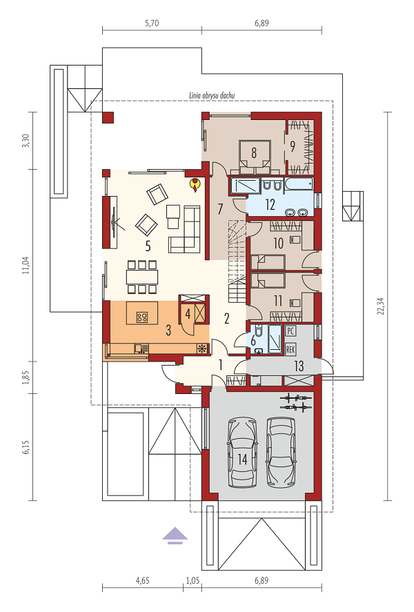 Rzut parteru POW. 176,7 m²