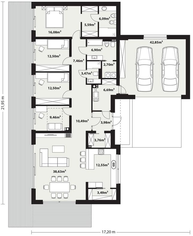 Rzut parteru POW. 205,2 m²