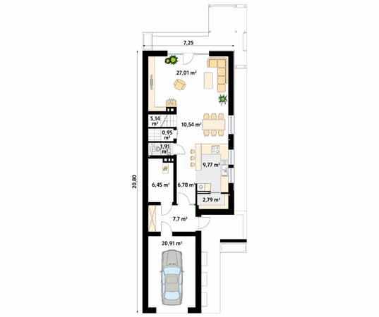 Rzut parteru POW. 100,0 m²