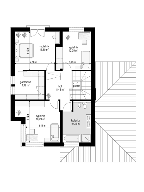 Rzut piętra POW. 71,3 m²