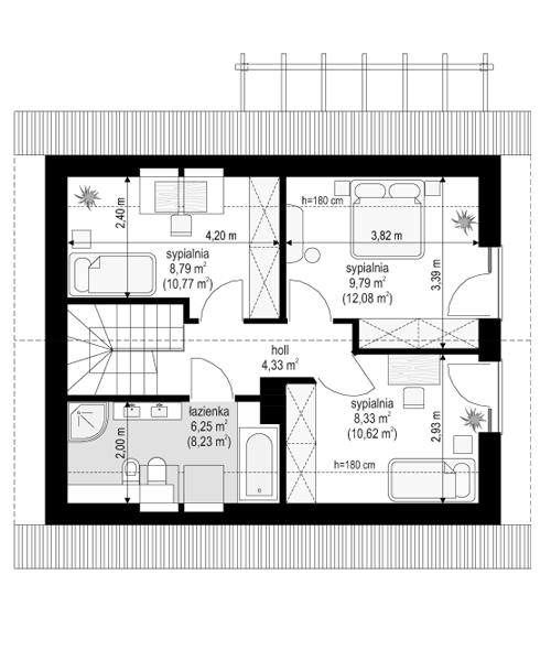 Rzut poddasza POW. 46,0 m²