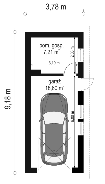 Rzut parteru POW. 25,8 m²