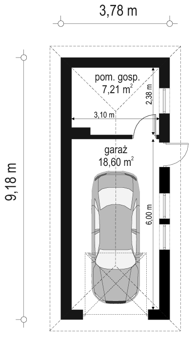 Rzut parteru POW. 25,8 m²