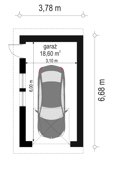 Rzut parteru lustro POW. 18,6 m²