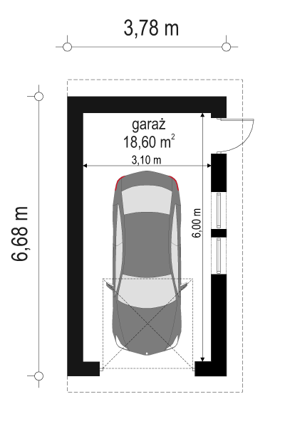 Rzut parteru POW. 18,6 m²