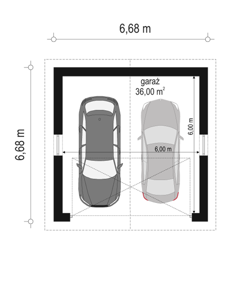 Rzut parteru POW. 36,0 m²