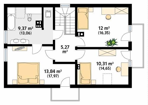 Rzut poddasza POW. 67,3 m²