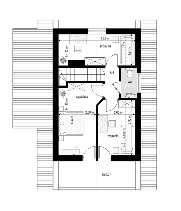 Rzut poddasza POW. 34,2 m²