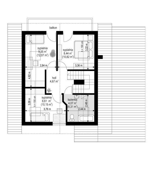 Rzut poddasza POW. 41,3 m²