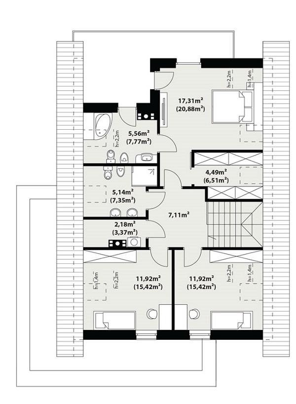 Rzut poddasza POW. 83,8 m²