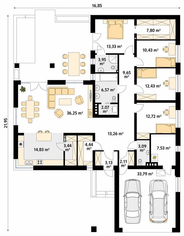Rzut parteru POW. 200,8 m²