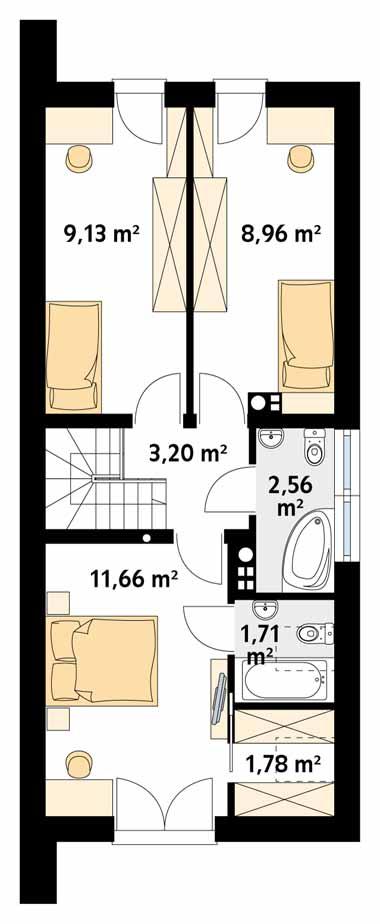 Rzut poddasza POW. 55,7 m²