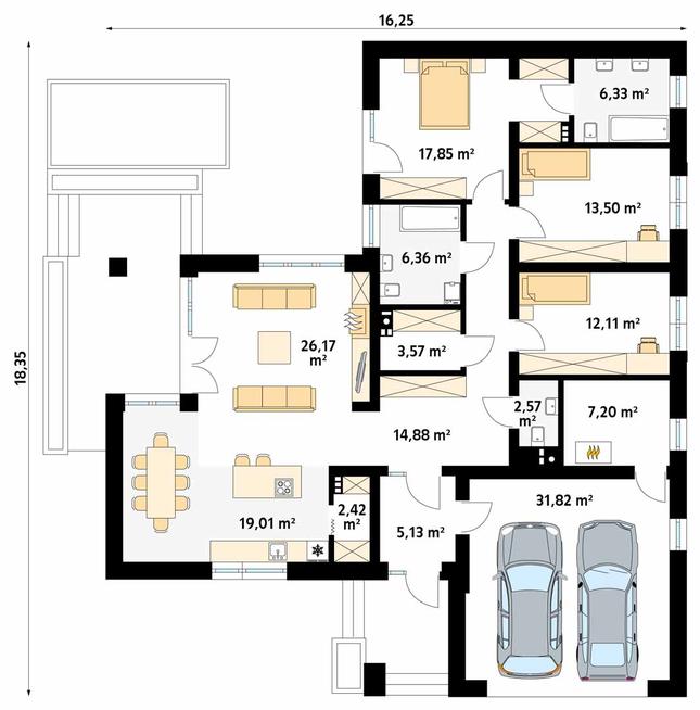 Rzut parteru POW. 168,9 m²