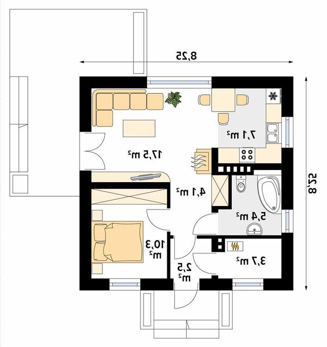 Rzut parteru lustro POW. 50,6 m²
