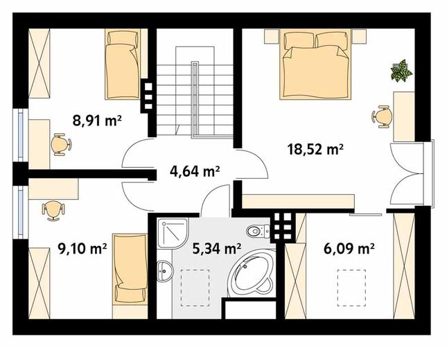 Rzut poddasza POW. 74,6 m²