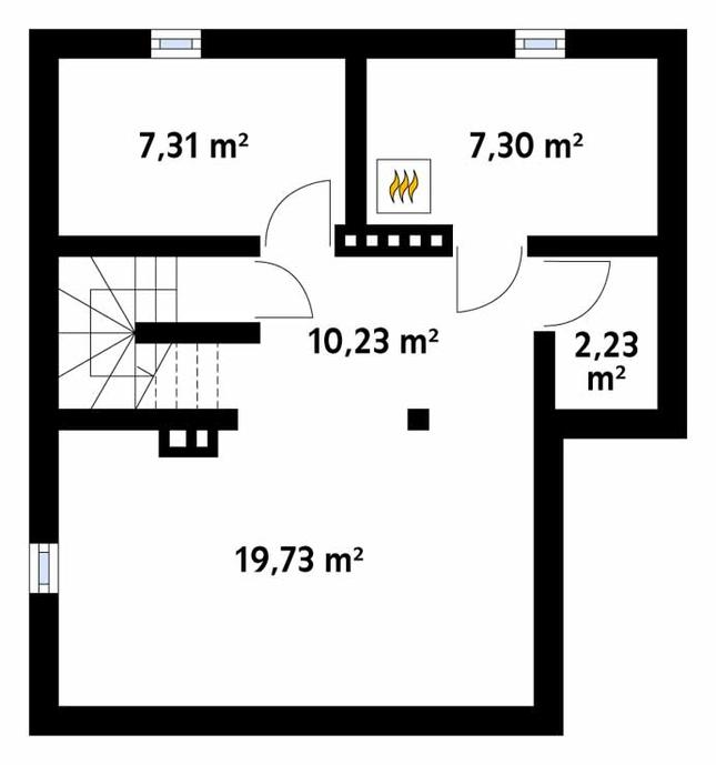 Rzut piwnicy POW. 46,8 m²