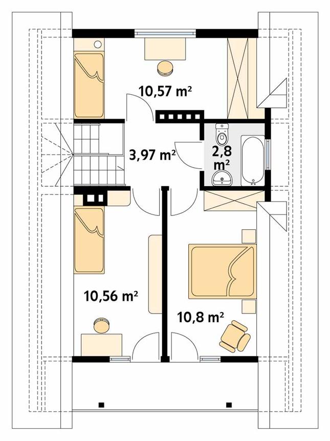 Rzut poddasza POW. 57,5 m²