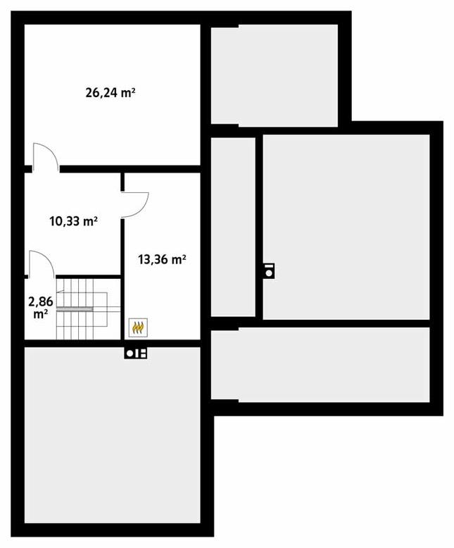 Rzut piwnicy POW. 52,8 m²