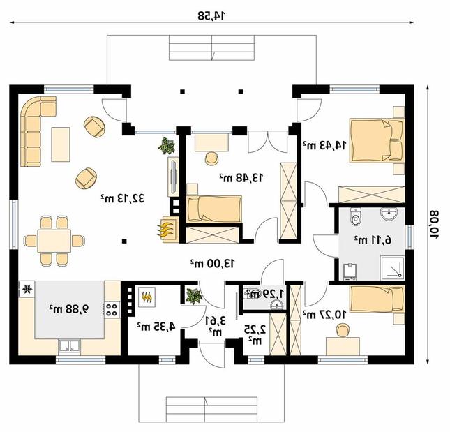 Rzut parteru lustro POW. 110,8 m²