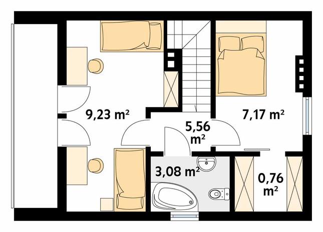 Rzut poddasza POW. 25,8 m²