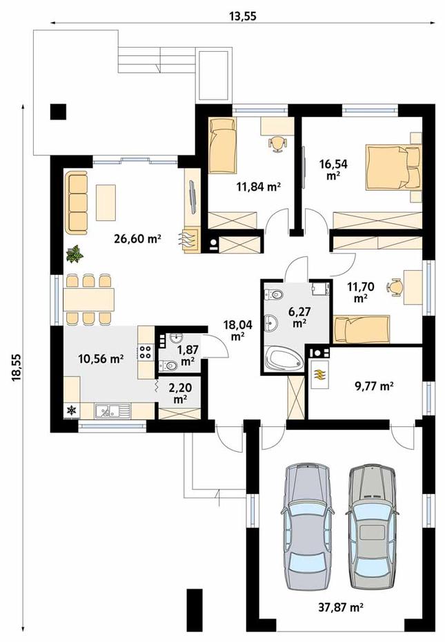 Rzut parteru POW. 153,3 m²