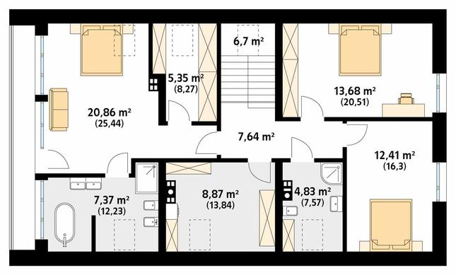 Rzut poddasza POW. 118,5 m²