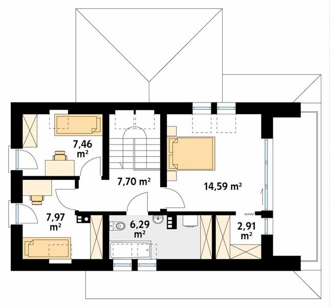 Rzut poddasza POW. 52,6 m²