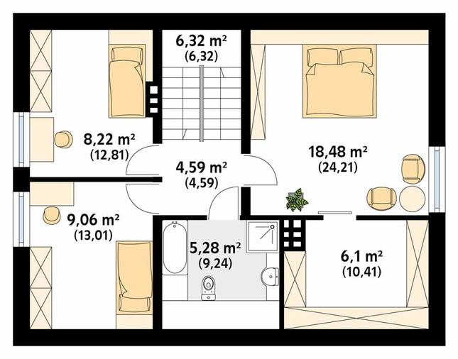 Rzut poddasza POW. 80,6 m²