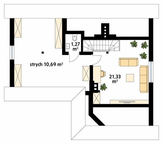 Rzut poddasza POW. 58,1 m²
