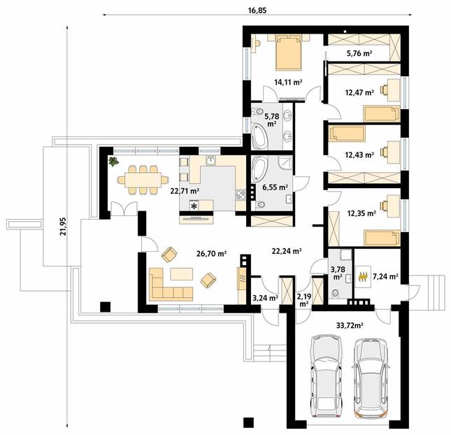 Rzut parteru POW. 191,3 m²