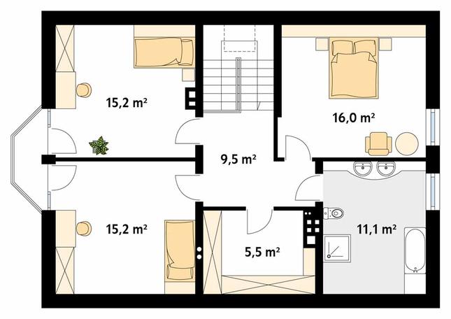 Rzut poddasza POW. 88,7 m²
