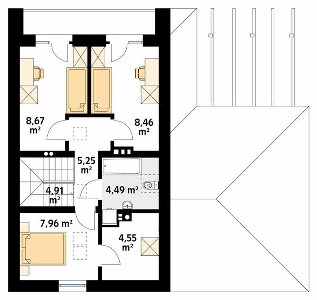 Rzut poddasza POW. 55,8 m²