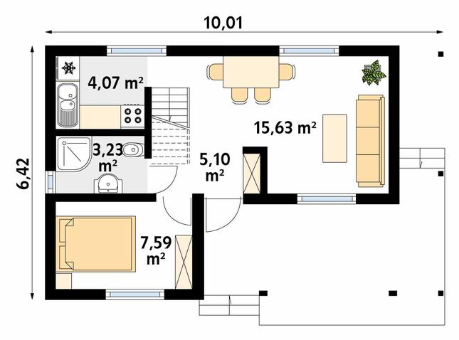 Rzut parteru POW. 35,6 m²