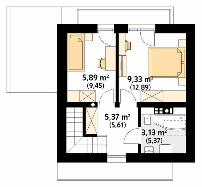 Rzut poddasza POW. 33,3 m²