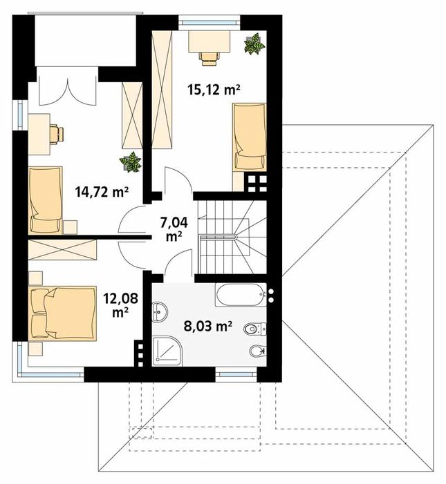 Rzut piętra POW. 57,0 m²