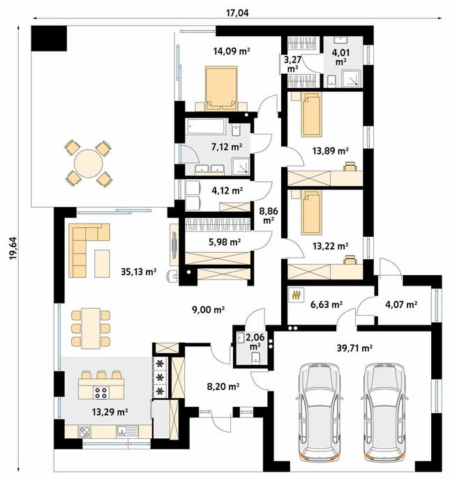 Rzut parteru POW. 192,7 m²
