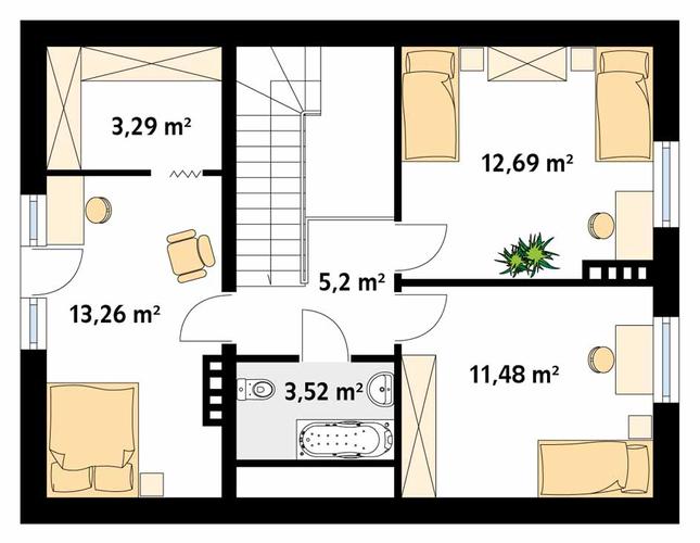 Rzut poddasza POW. 65,4 m²