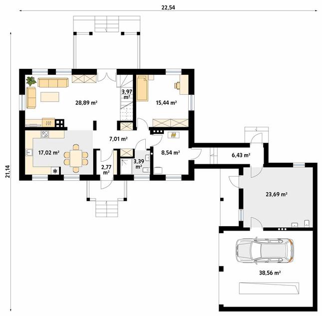 Rzut parteru POW. 155,7 m²