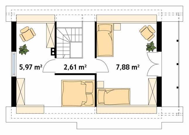 Rzut poddasza POW. 44,2 m²
