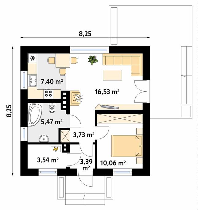 Rzut parteru POW. 50,1 m²