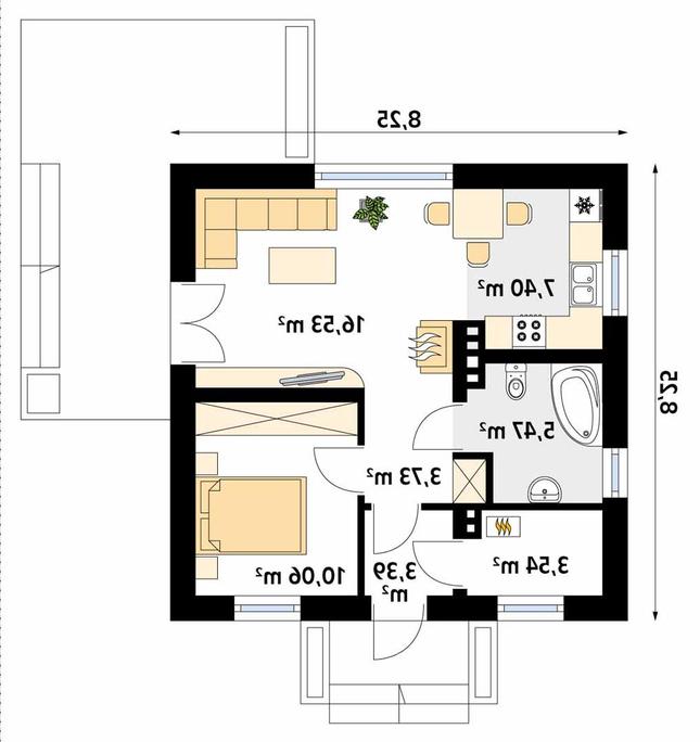 Rzut parteru lustro POW. 50,1 m²