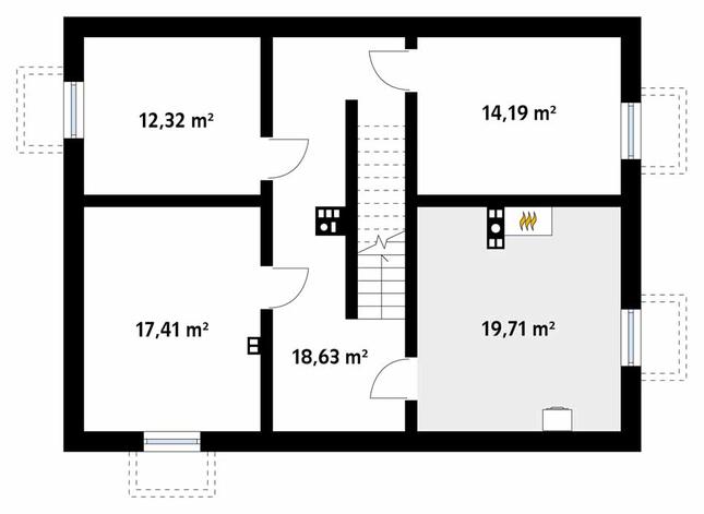 Rzut piwnicy POW. 82,3 m²