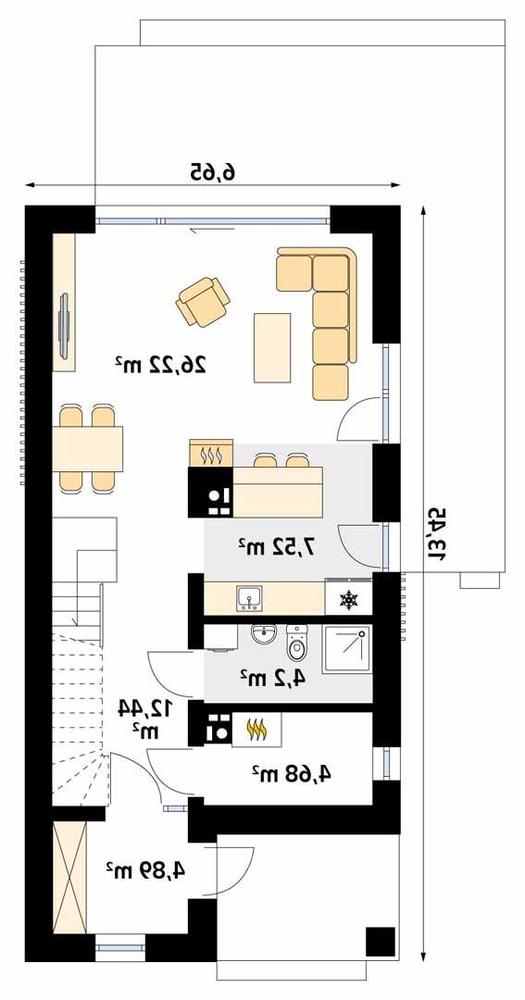 Rzut parteru lustro POW. 59,9 m²