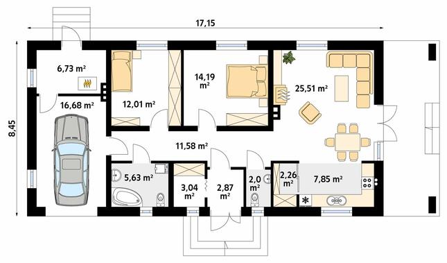 Rzut parteru POW. 110,4 m²