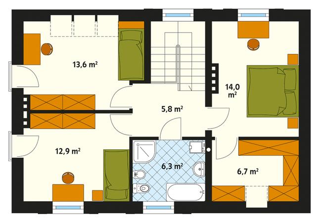 Rzut poddasza POW. 64,0 m²