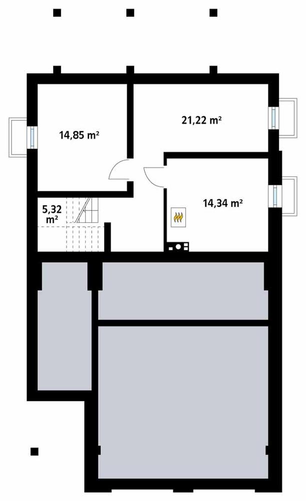 Rzut piwnicy POW. 55,7 m²